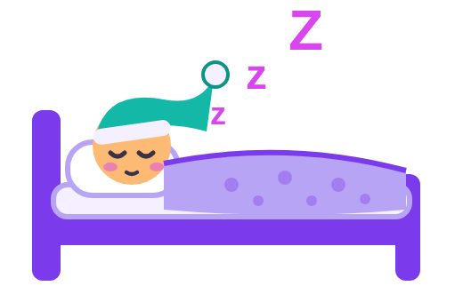 Pessoa a dormir descansada numa cama, com Zzz a sair